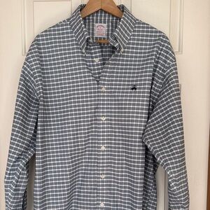 Brooks Brothers Blue and White Plaid Button-Down Shirt